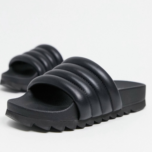 Steve Madden Padded Canny Black Slides sz 8 - Picture 2 of 16